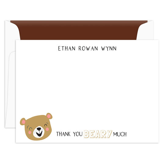 Thank You Beary Much Flat Thank You Note Cards